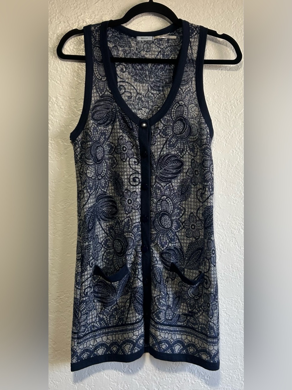 Kimchi Blue Navy and White Floral Button Down mini Dress